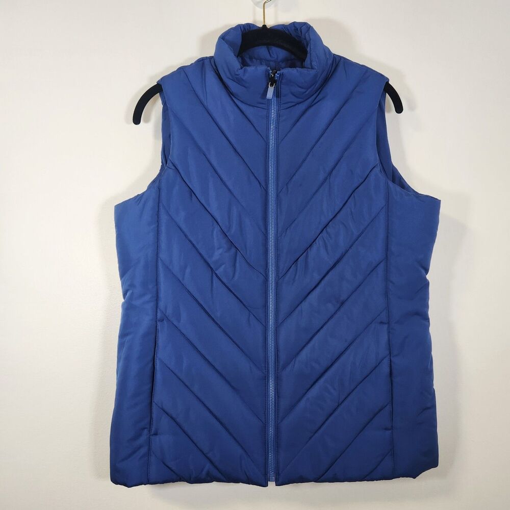 Lands’ End Blue Insulated Zip Front Puffer Vest Women's Size S (6/8)